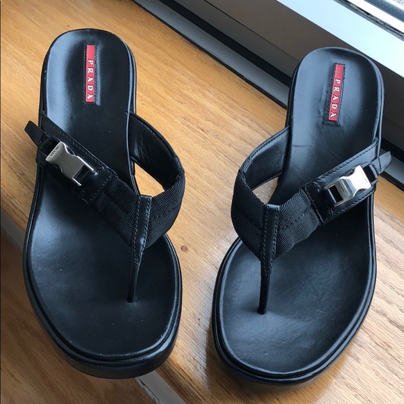 Prada Linea Rosa Leather Platform Sandals - Picture 6 of 7